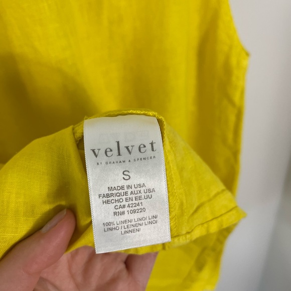 Velvet Graham Spencer Yellow Sleeveless Top Vignette Linen Size S NWT - Picture 10 of 11